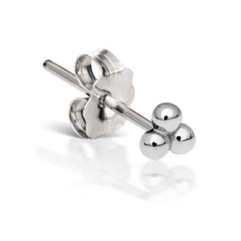 Three Ball Trinity Stud Earring White Gold 3.5mm
