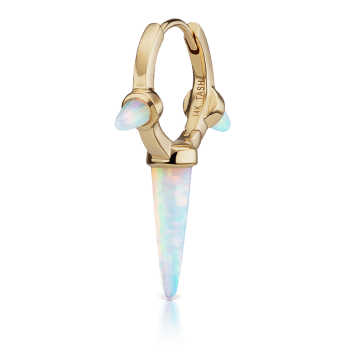 Triple Long Opal Spike Hoop Earring Yellow Gold 9.5mm