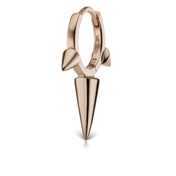 Triple Long Spike Hoop Earring Rose Gold 8mm