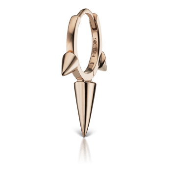 Triple Long Spike Hoop Earring Rose Gold 9.5mm