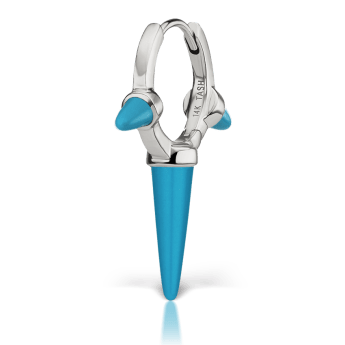 Triple Long Turquoise Spike Hoop Earring White Gold 9.5mm