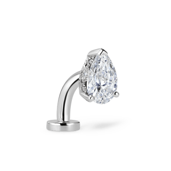 Pear Diamond Engraved Navel Floater White Gold 6mm 5mm