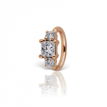 3mm Diamond Princess Hoop Earring Rose Gold 6.5mm