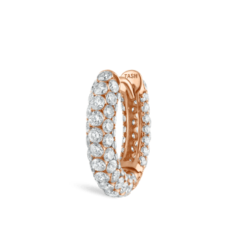 Invisible Set Diamond Three Row Pavé Hoop Earring Rose Gold 9.5mm