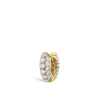 Invisible Set Diamond Three Row Pavé Hoop Earring Yellow Gold 5mm