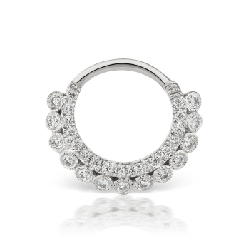 Diamond Apsara Hoop Earring White Gold 8mm 16 Gauge = 1.3mm