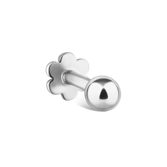 Ball Threaded Stud Earring White Gold 2.5mm