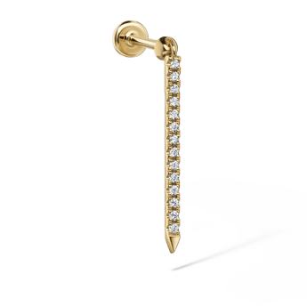 Diamond Eternity Bar Charm Threaded Stud Earring Yellow Gold 18mm