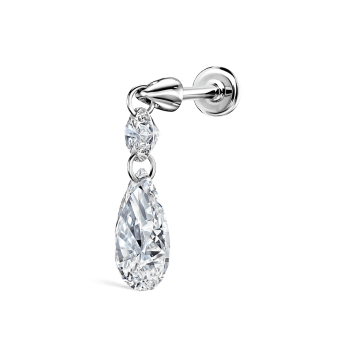 Floating Double Diamond Threaded Charm Earring White Gold 3mm / 7.5mm