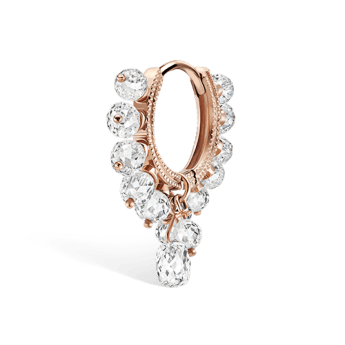 Diamond Coronet with Briolette Hoop Earring Rose Gold 8mm