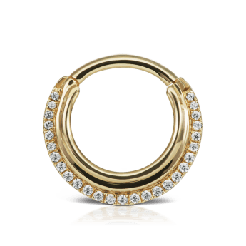 Diamond Dhara Hoop Earring Yellow Gold 9.5mm 16 Gauge = 1.3mm