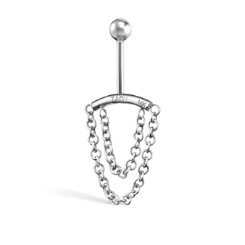 Double Chain Drape White Gold Vertical