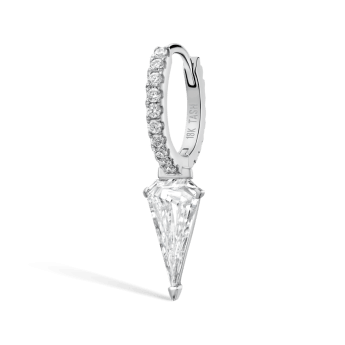 Silhouette Diamond Long Spike Eternity Hoop Earring White Gold 8mm