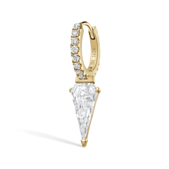 Silhouette Diamond Long Spike Eternity Hoop Earring Yellow Gold 6.5mm