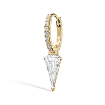 Silhouette Diamond Long Spike Eternity Hoop Earring Yellow Gold 8mm