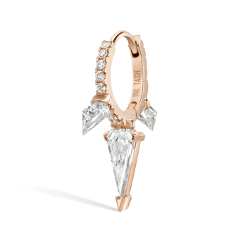 Silhouette Diamond Triple Long Spike Eternity Hoop Earring Rose Gold 8mm