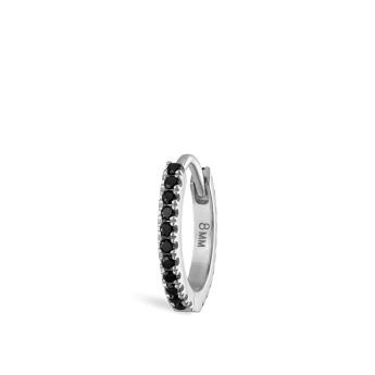 Black Diamond Eternity Hoop Earring White Gold 8mm