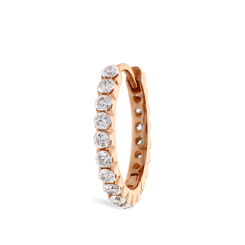 Invisible Set Diamond Eternity Hoop Earring Rose Gold 11mm