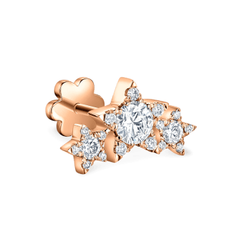 Three Star Garland Diamond Threaded Stud Earring Rose Gold