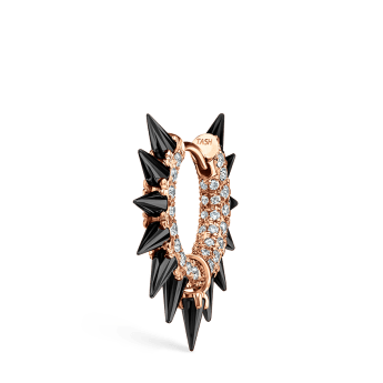 Black Moissanite Mohawk and Diamond Pavé Hoop Earring Rose Gold 8mm