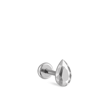 Faceted Gold Pear Threaded Stud Earring White Gold 5.5mm