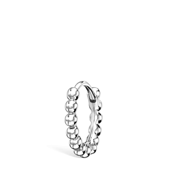 Granulated Hoop Earring White Gold 8mm