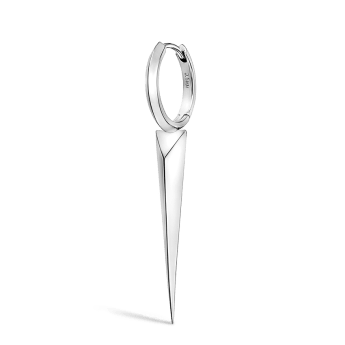 Faceted Grand Spike Hoop Earring White Gold 9.5mm