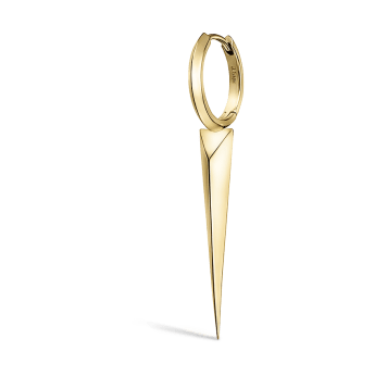 Faceted Grand Spike Hoop Earring Yellow Gold 9.5mm