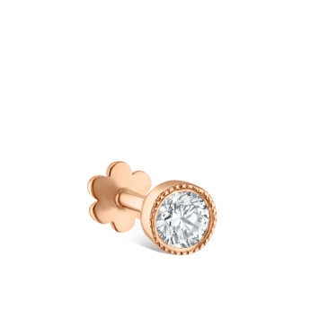 Scalloped Set Diamond Threaded Stud Earring Rose Gold 2.5mm