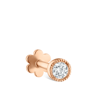 Scalloped Set Diamond Threaded Stud Earring Rose Gold 2mm