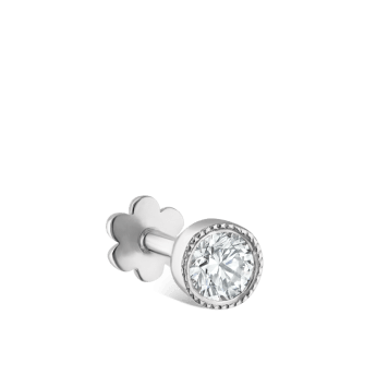 Scalloped Set Diamond Threaded Stud Earring White Gold 2.5mm