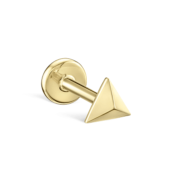 Faceted Triangle Threaded Stud Earring Yellow Gold 3.5mm