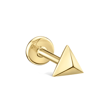 Faceted Triangle Threaded Stud Earring Yellow Gold 5mm