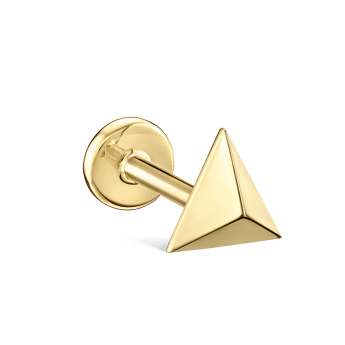 Faceted Triangle Threaded Stud Earring Yellow Gold 7mm