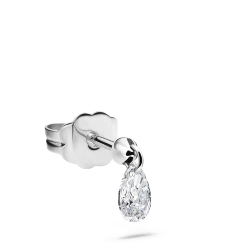 Floating Pear Diamond Charm Stud Earring