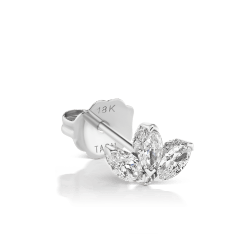 Engraved Diamond Lotus Stud Earring