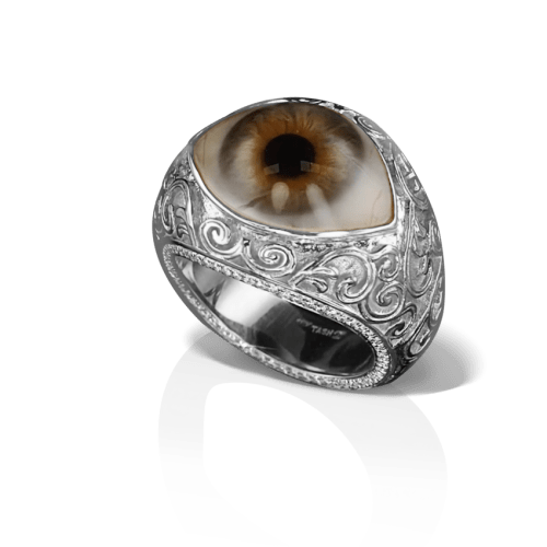 Lace and Pavé Diamond Eye Finger Ring