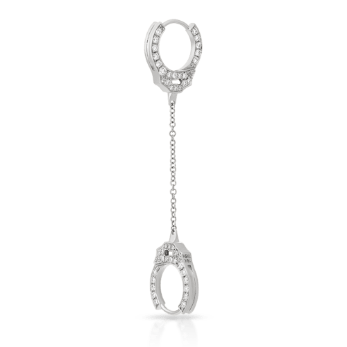 Double-sided Diamond Handcuff with Medium Chain Hoop Earring