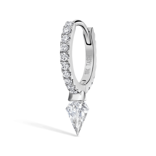 Silhouette Diamond Short Spike Eternity Hoop Earring