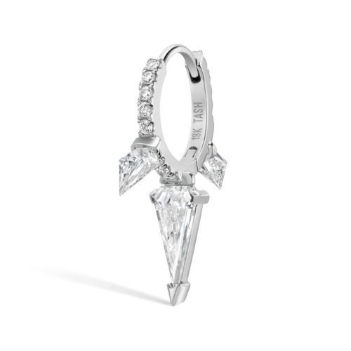 Silhouette Diamond Triple Long Spike Eternity Hoop Earring