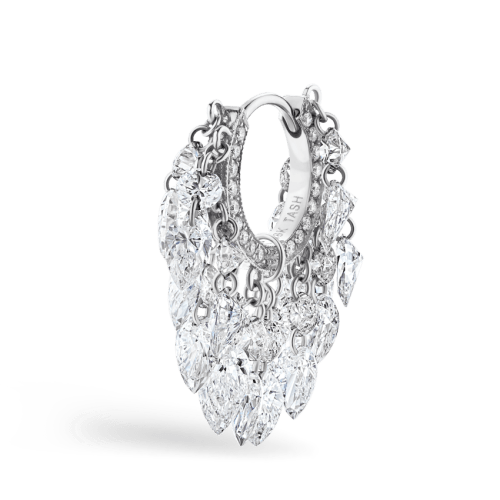 Floating Diamond Tassel Hoop Earring