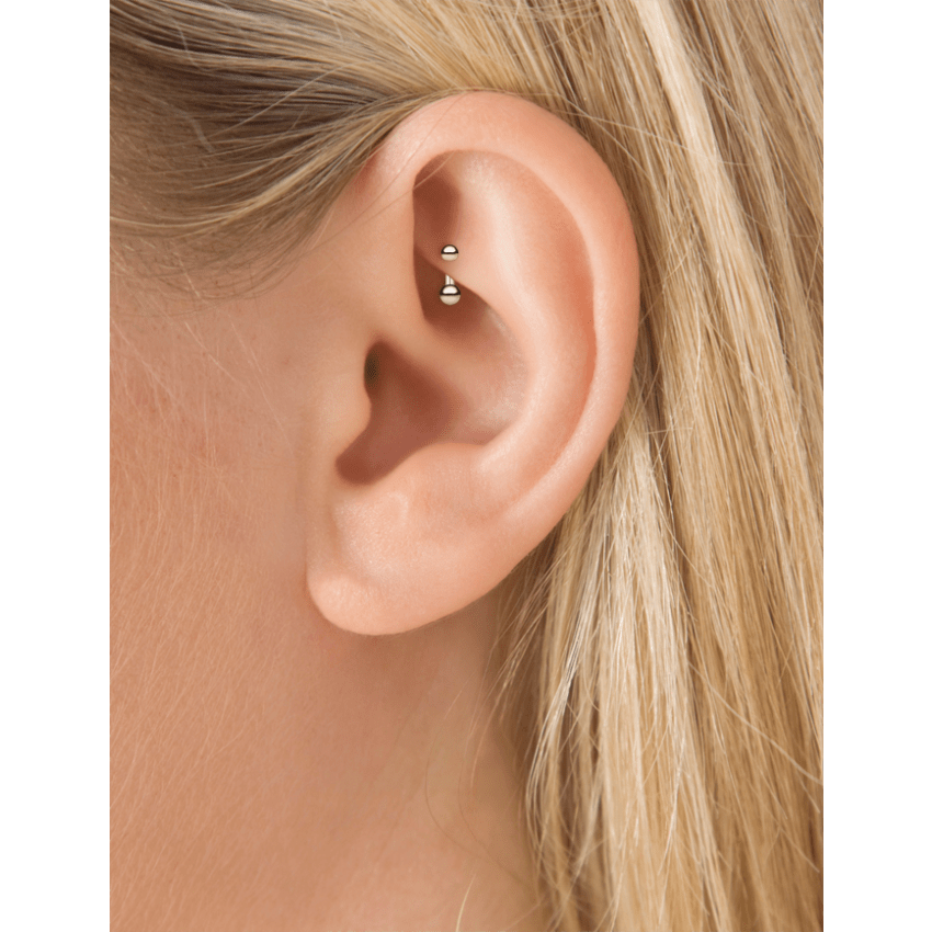 Ball Rook Barbell Rose Gold 2.5mm / 3mm 6.5mm+16 Gauge = 1.3mm