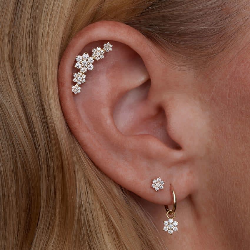 Diamond Flower Charm White Gold 5.5mm