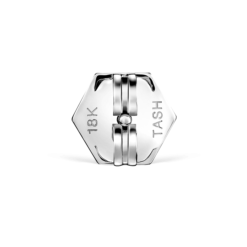Invisible Set Hexagon Diamond Stud Earring White Gold 4mm
