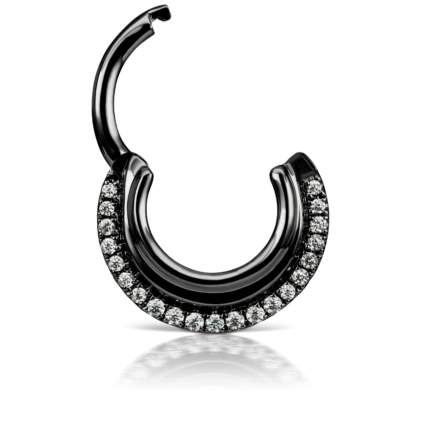 Cubic Zirconia Dhara Hoop Earring Black Gold 6.5mm 16 Gauge = 1.3mm