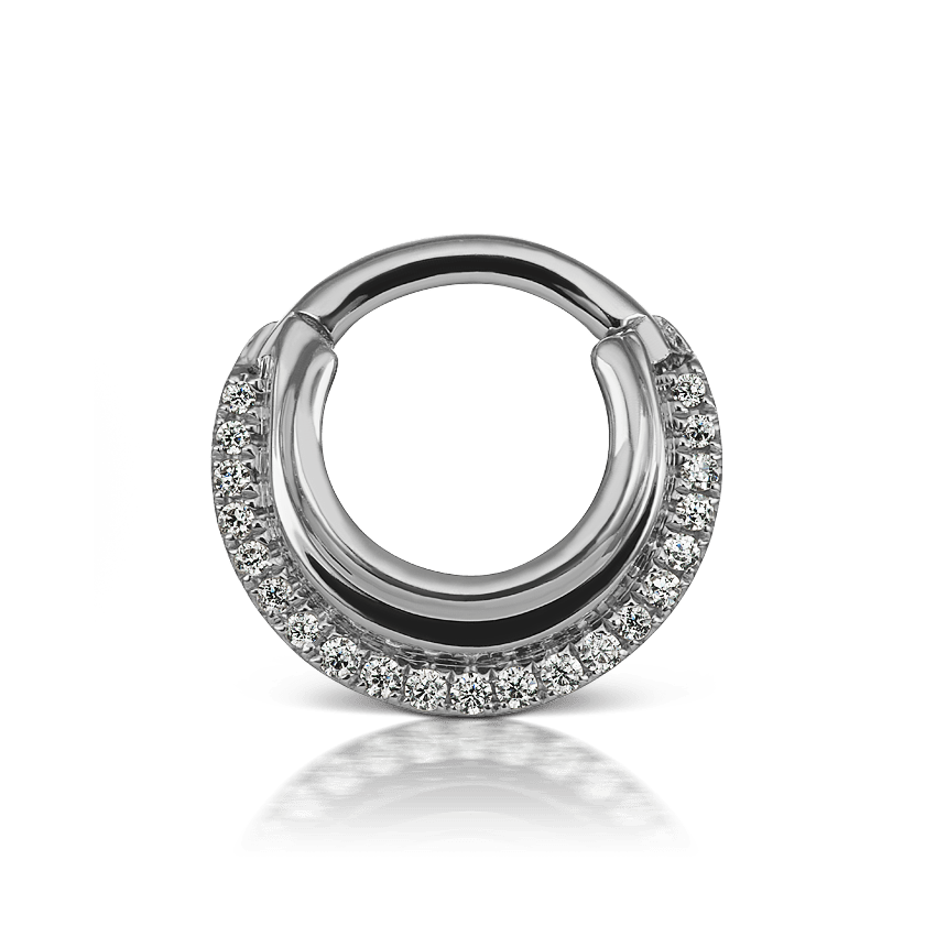 Cubic Zirconia Dhara Hoop Earring White Gold 6.5mm 16 Gauge = 1.3mm