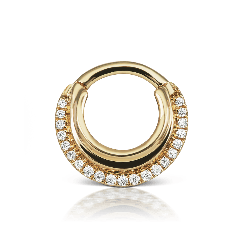 Cubic Zirconia Dhara Hoop Earring Yellow Gold 6.5mm 16 Gauge = 1.3mm