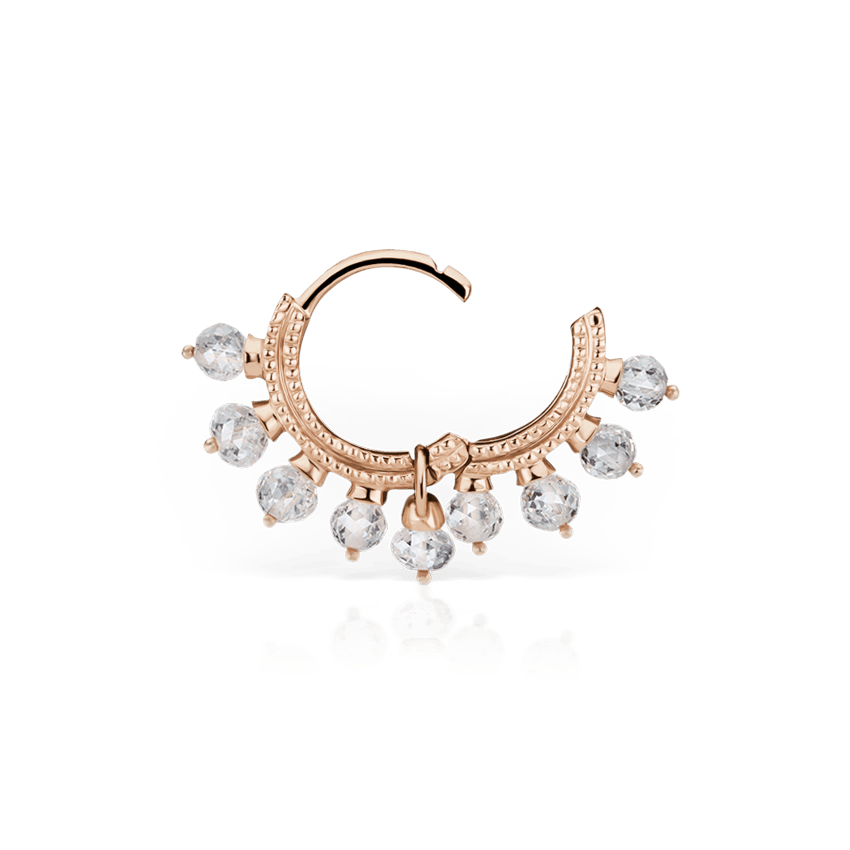 Diamond Coronet Hoop Earring Rose Gold 6.5mm