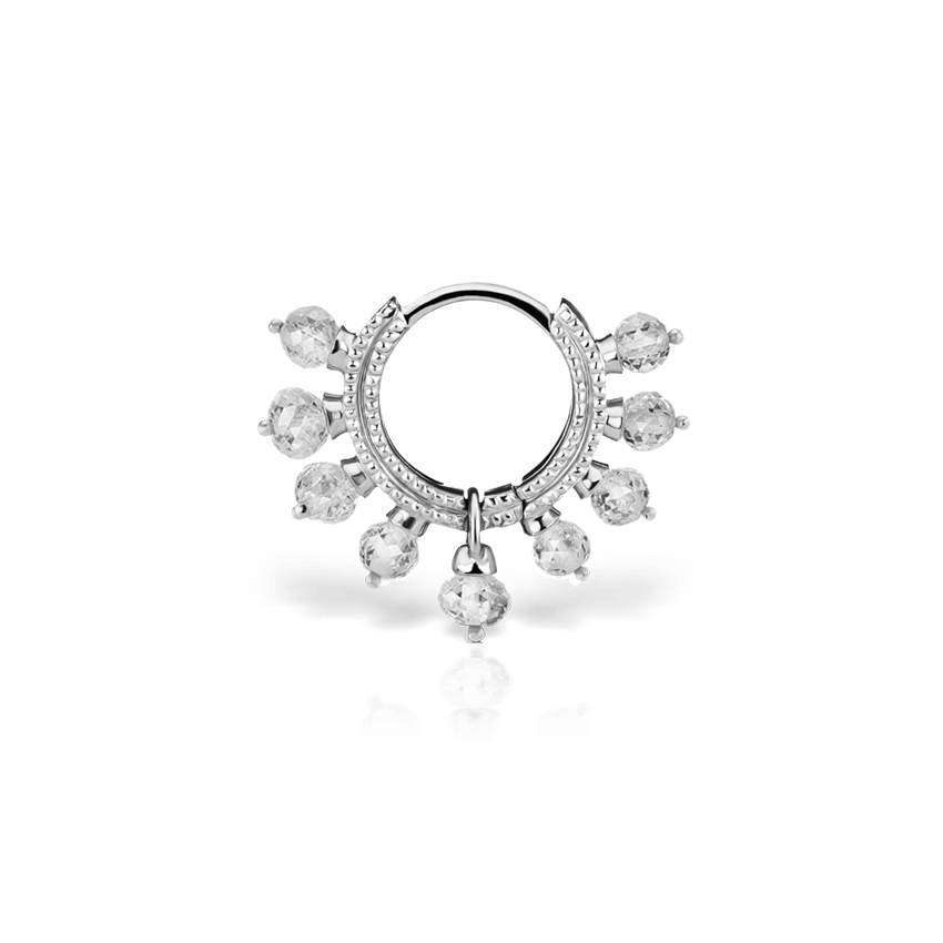 Diamond Coronet Hoop Earring White Gold 6.5mm