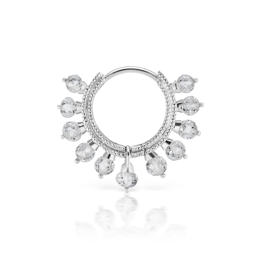 Diamond Coronet Hoop Earring White Gold 8mm